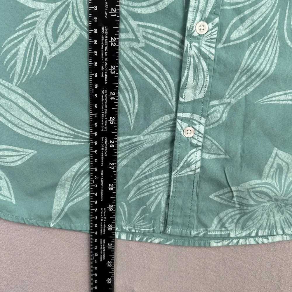 O'Neill Floral Tropical Hibiscus Button Down Shirt Mens XL Teal Green SU4104106X